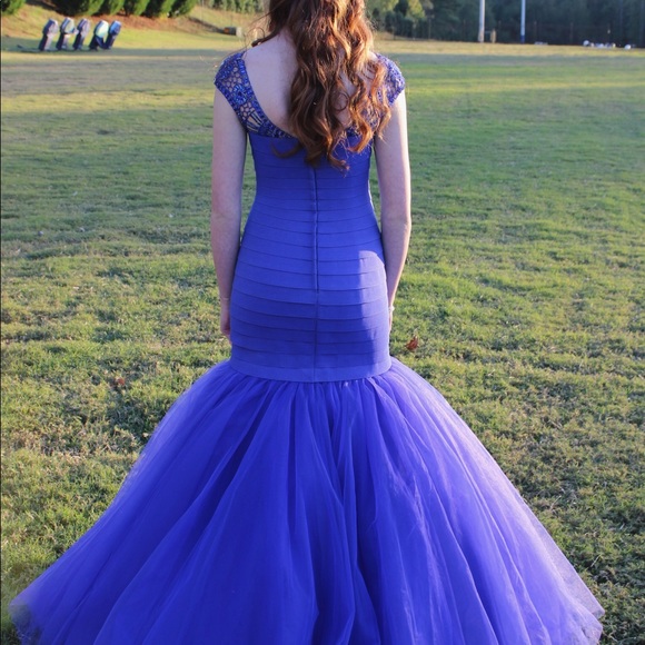 Sherri Hill Mermaid Style Prom Dress in Royal Blue - Picture 3 of 7